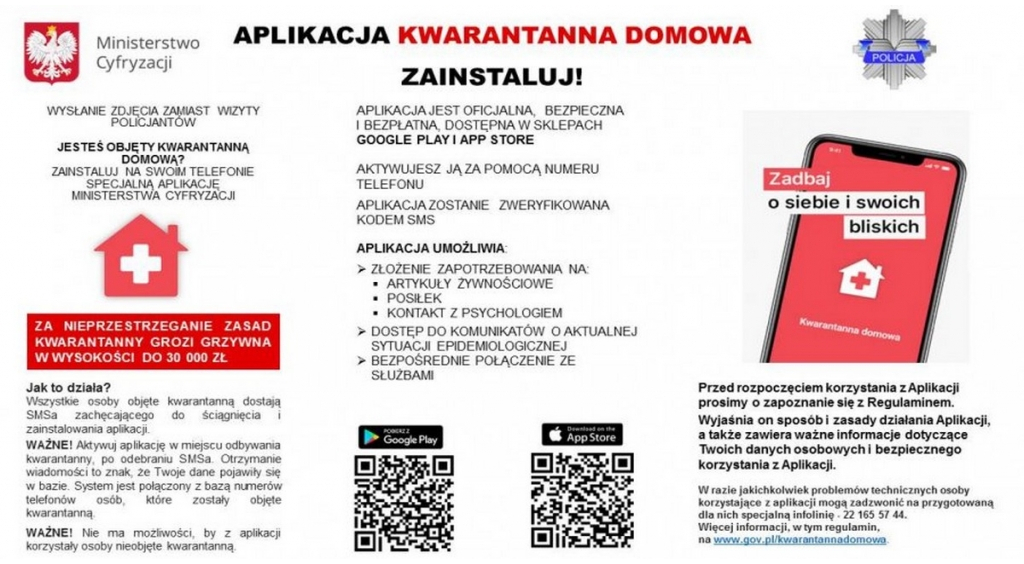 Komunikat Policji. Aplikacja Kwarantanna domowa