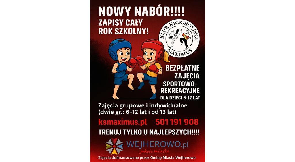  Zapisy do Wejherowskiej Sekcji Kickboxingu KS „MAXIMUS”