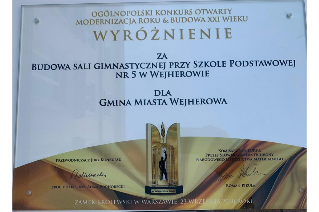 Wyróżnienie w ogólnopolskim konkursie „Modernizacja Roku &Budowa XXI wieku”