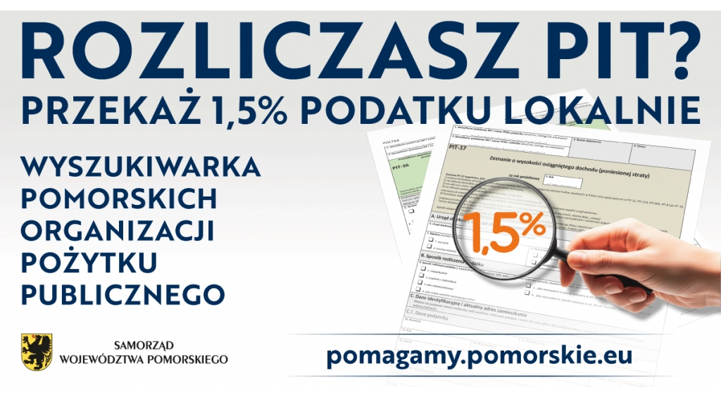 Pomagaj lokalnie! Przekaż w tym roku 1,5% na Pomorskie OPP