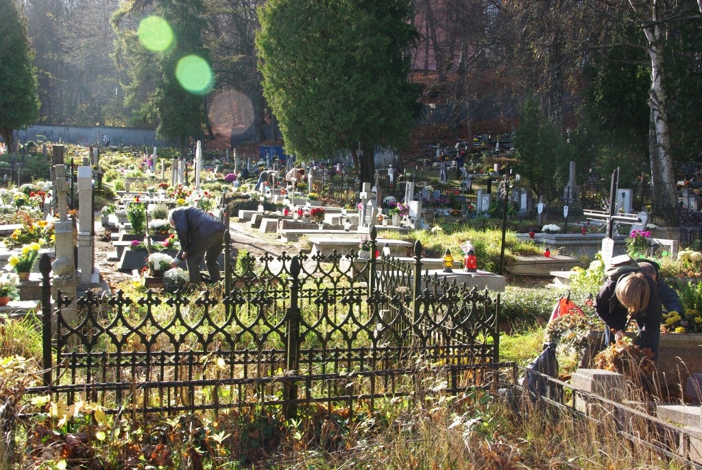 Kwiaty na grobach żołnierzy 1 MPS, ofiar Marszu Śmierci i żołnierzy radzieckich - 31.10.2013