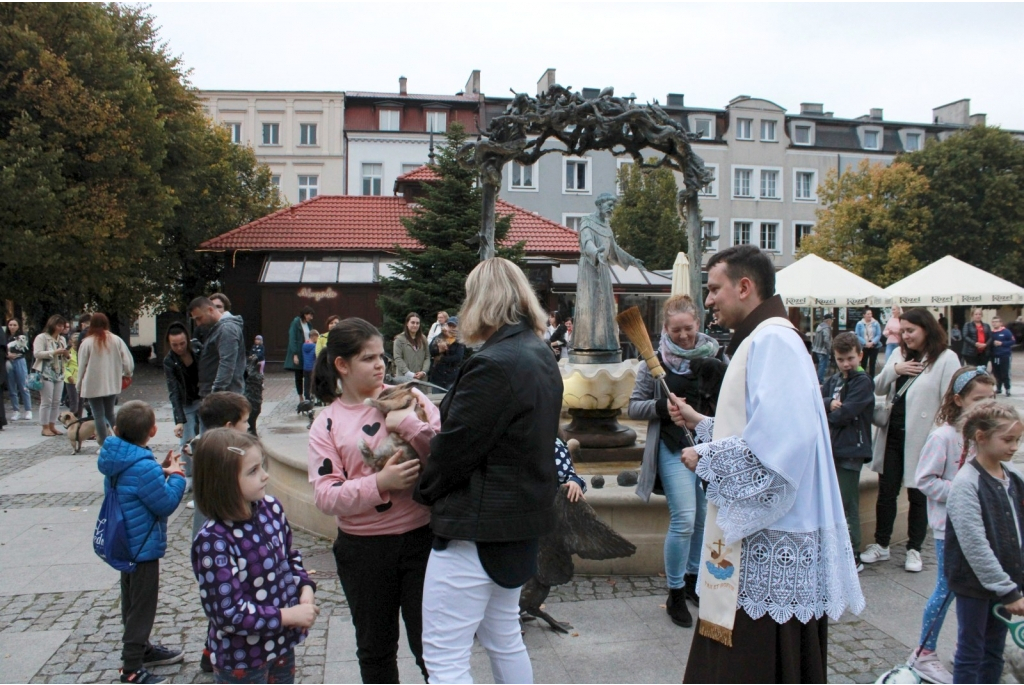 Wyświęcenie zwierząt domowych przy figurze św. Franciszka