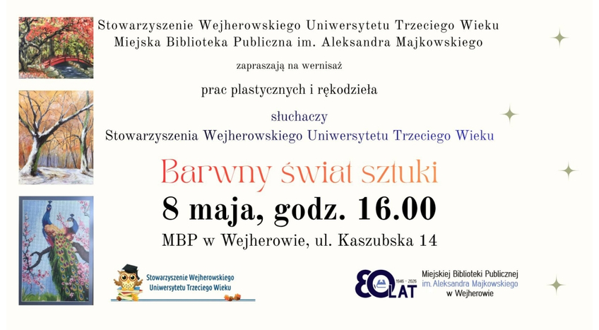 Wernisaż prac plastycznych i rękodzieła słuchaczy Stowarzyszenia WUTW