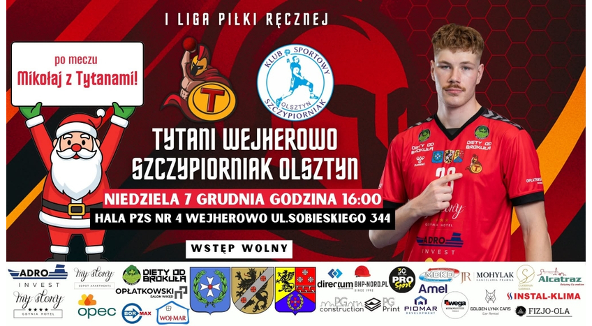Mikołajki z Tytanami - Mecz I ligi mężczyzn KS Tytani Wejherowo - KS Szczypiorniak Olsztyn